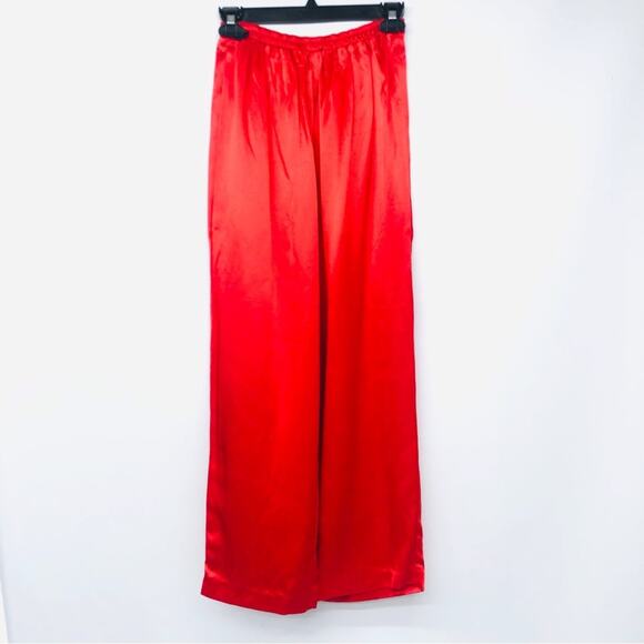 Alambic Red Asian Inspired Loungewear Set Pants and Open Front Tie Waist Robe - Picture 4 of 16